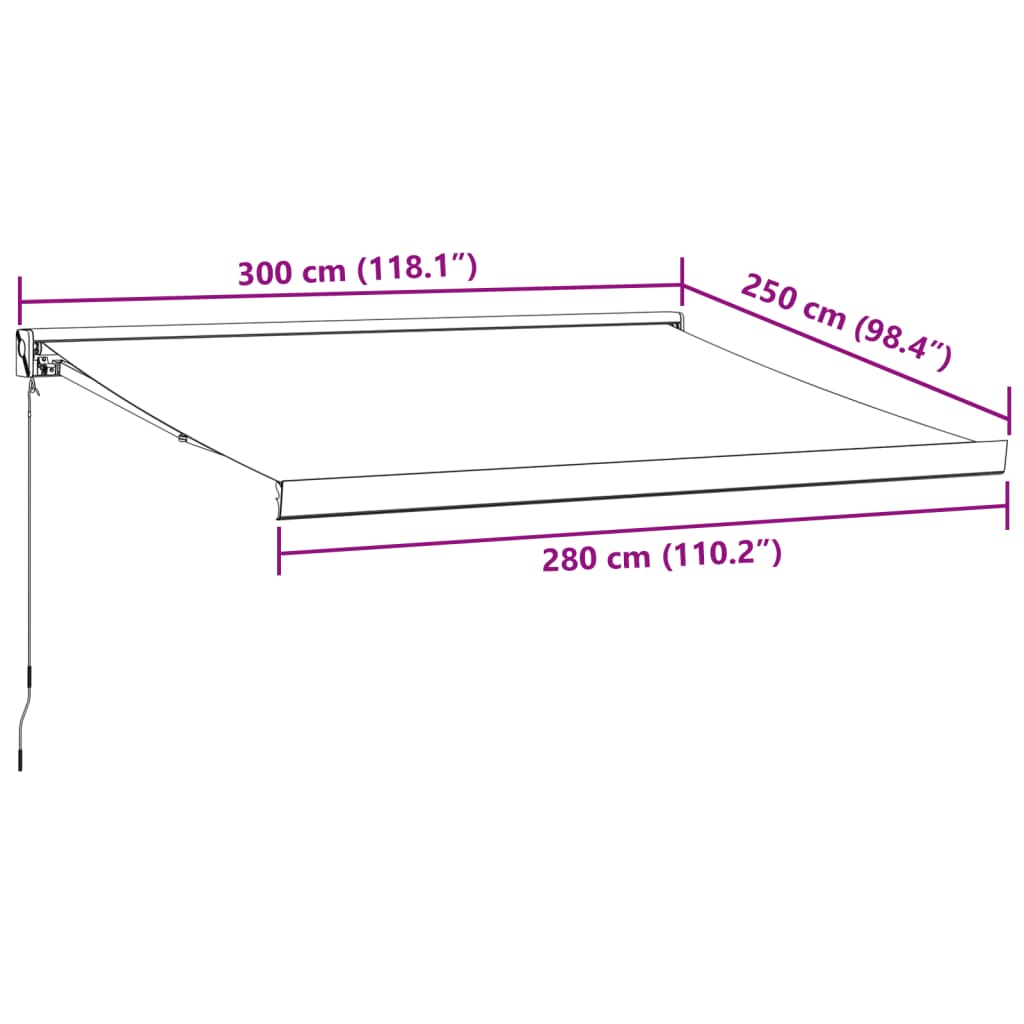 Manuell uttrekkbar markise brun 300x250 cm