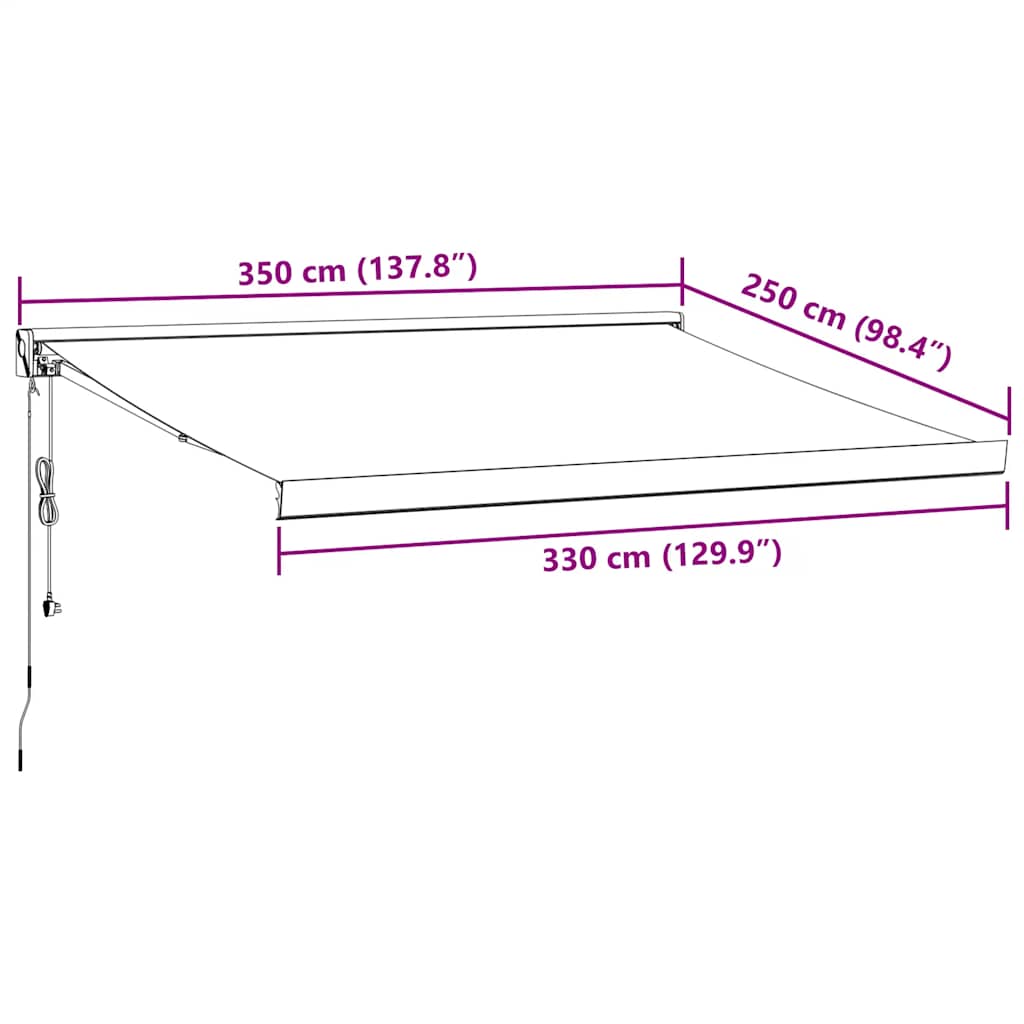Automatisk uttrekkbar markise brun 350x250 cm