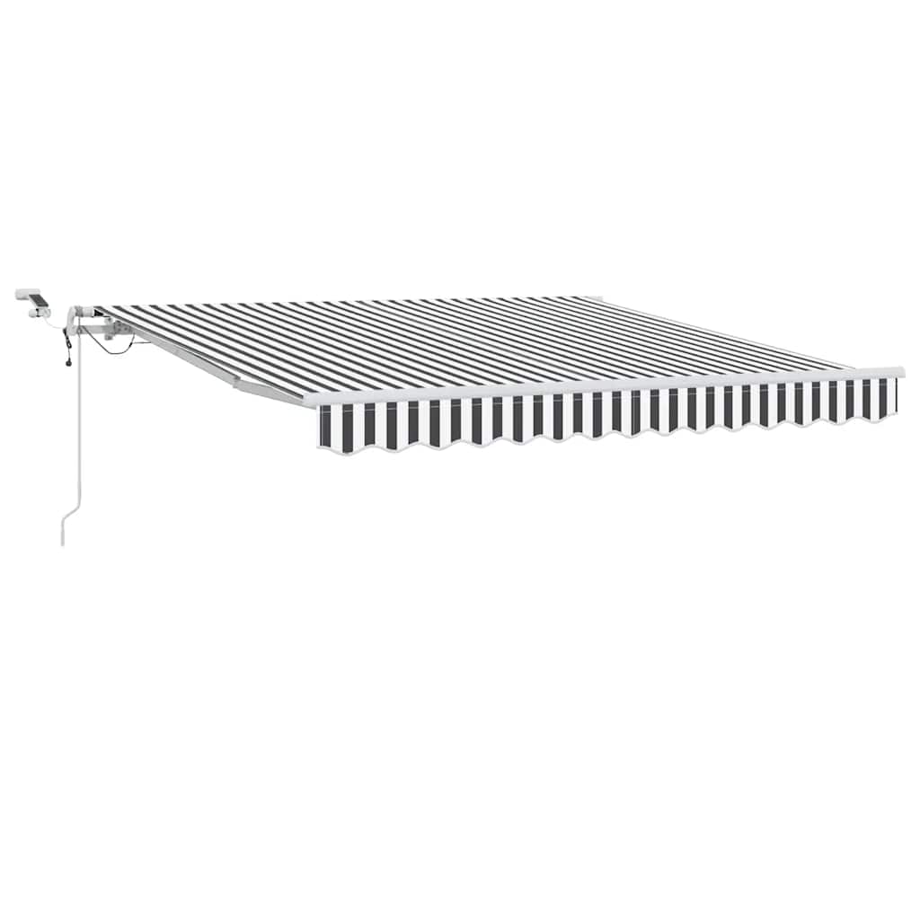 Automatisk uttrekkbar markise LED antrasitt og hvit 300x250 cm