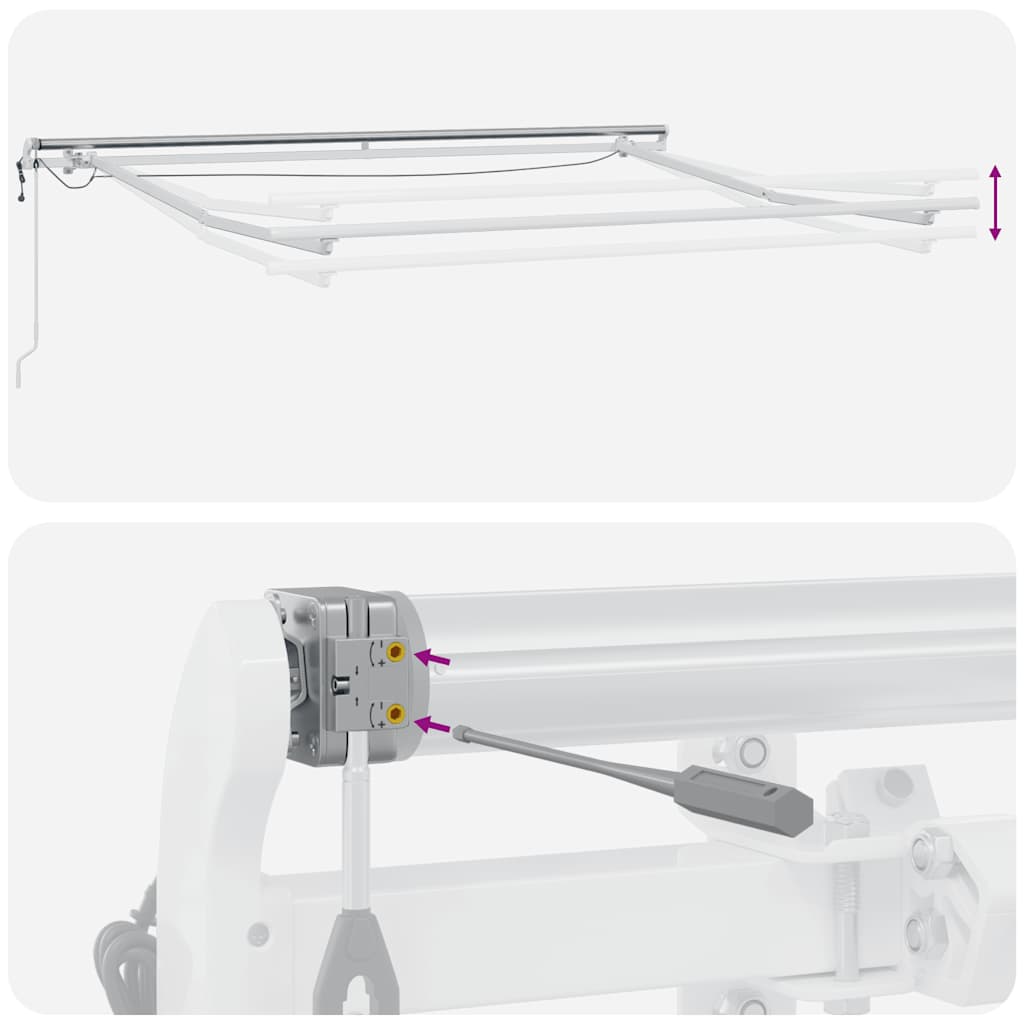 Automatisk uttrekkbar markise LED antrasitt og hvit 300x250 cm