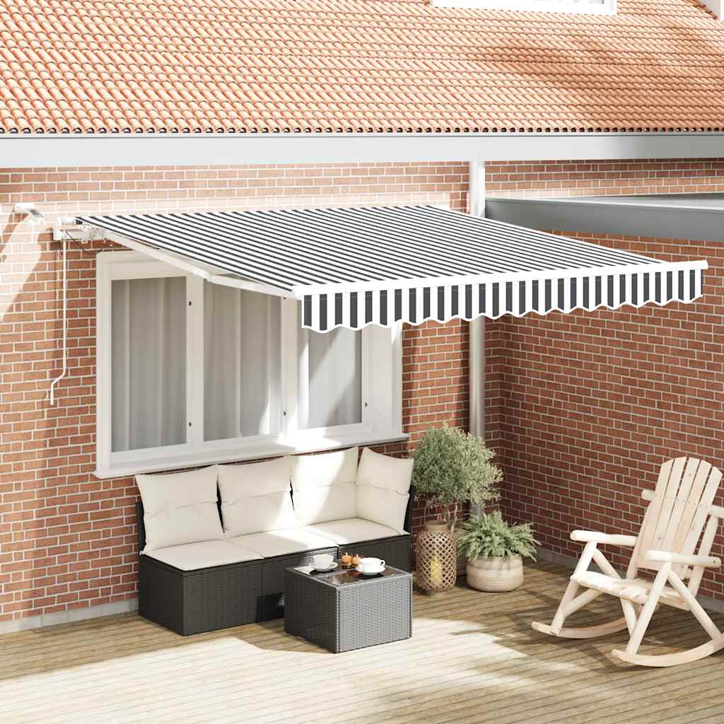 Automatisk uttrekkbar markise LED antrasitt og hvit 300x250 cm