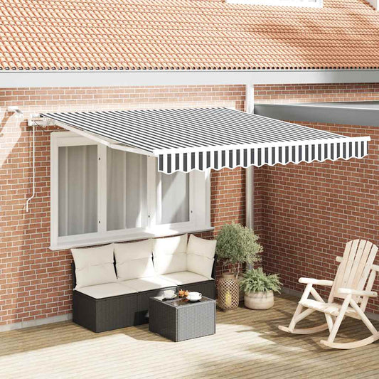 Automatisk uttrekkbar markise LED antrasitt og hvit 300x250 cm