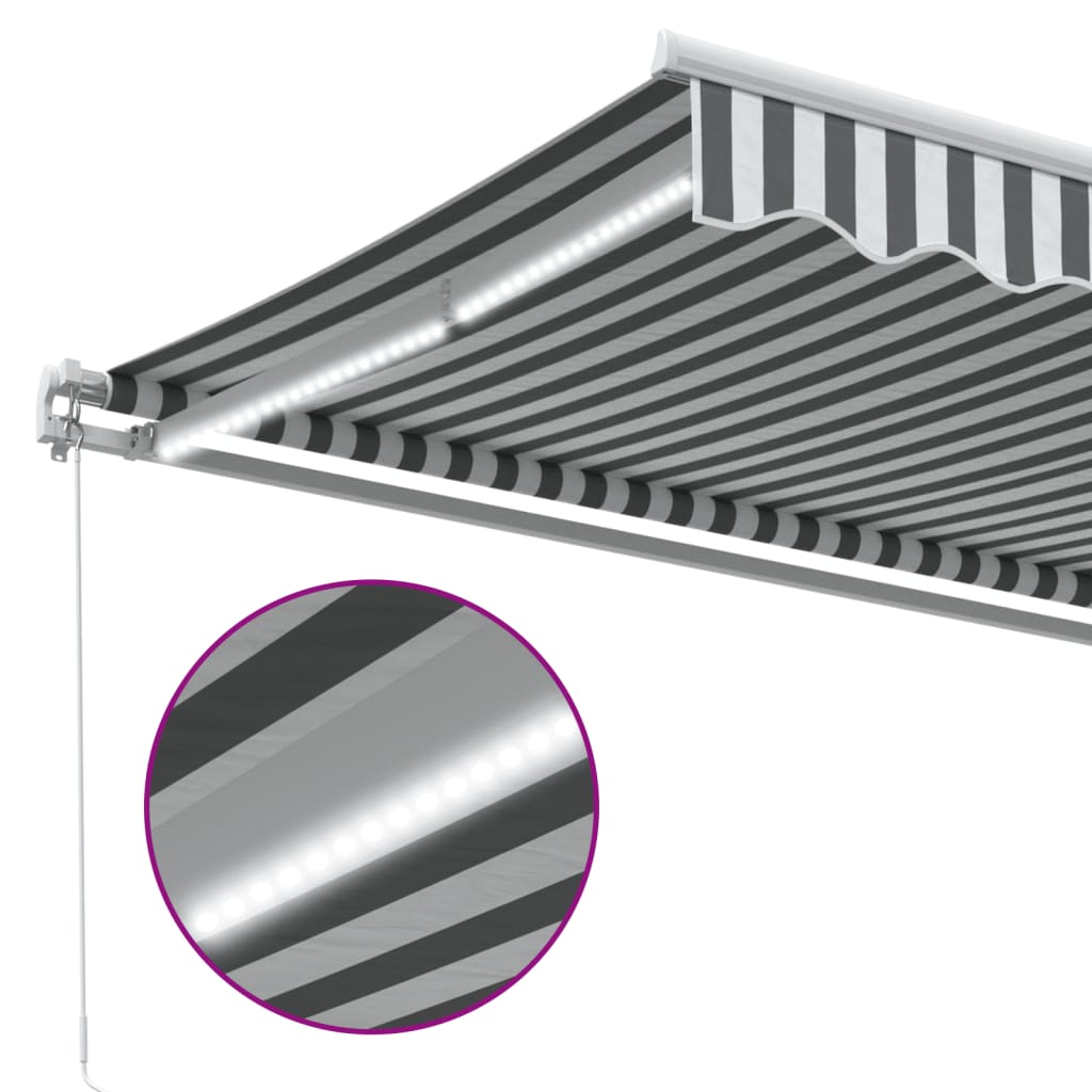 Manuell uttrekkbar markise med LED antrasitt og hvit 350x250 cm vidaXL