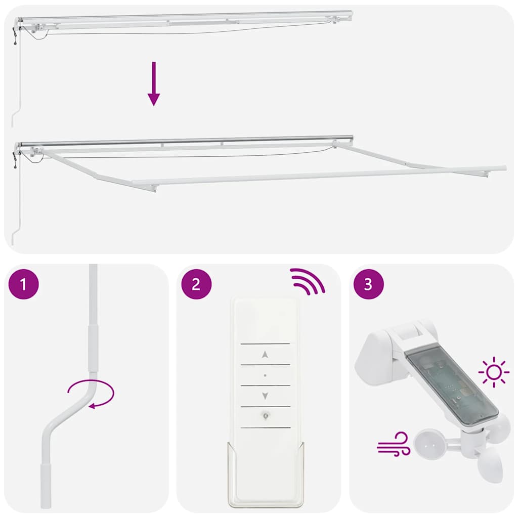 Automatisk uttrekkbar markise LED antrasitt og hvit 450x300 cm vidaXL