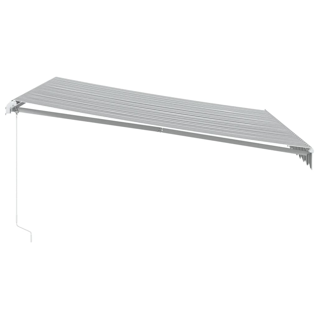 Manuell uttrekkbar markise antrasitt og hvit 400x350 cm
