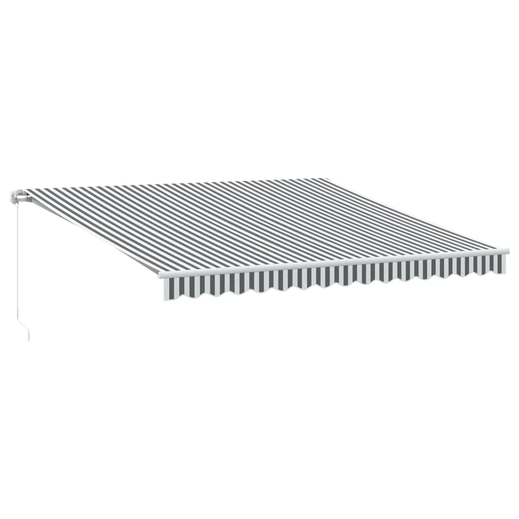 Manuell uttrekkbar markise med LED antrasitt og hvit 400x350 cm
