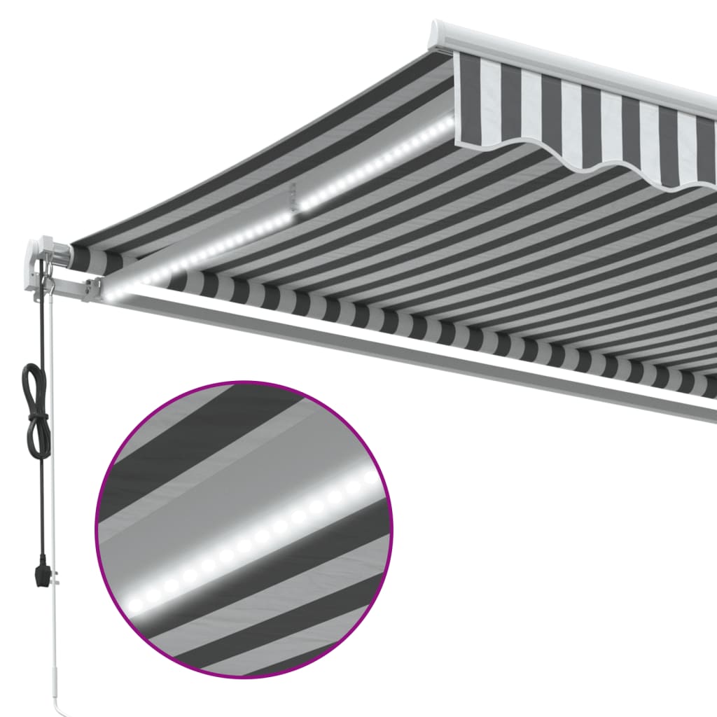 Automatisk uttrekkbar markise LED antrasitt og hvit 400x350 cm vidaXL