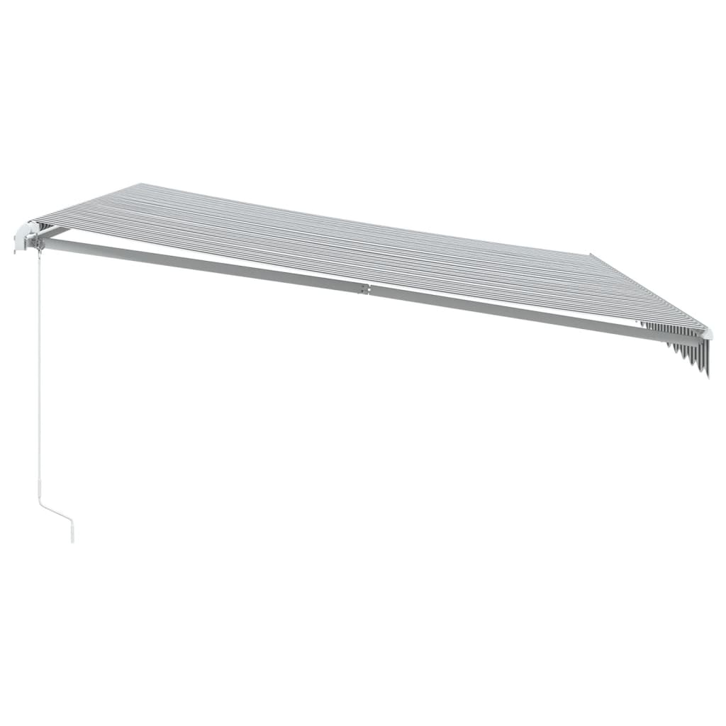 Manuell uttrekkbar markise med LED antrasitt og hvit 450x350 cm vidaXL