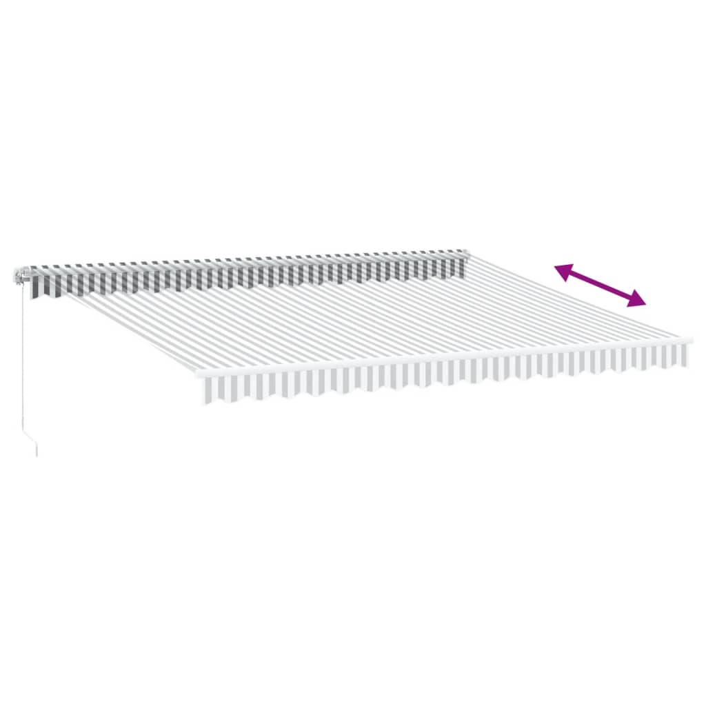 Manuell uttrekkbar markise med LED antrasitt og hvit 450x350 cm vidaXL
