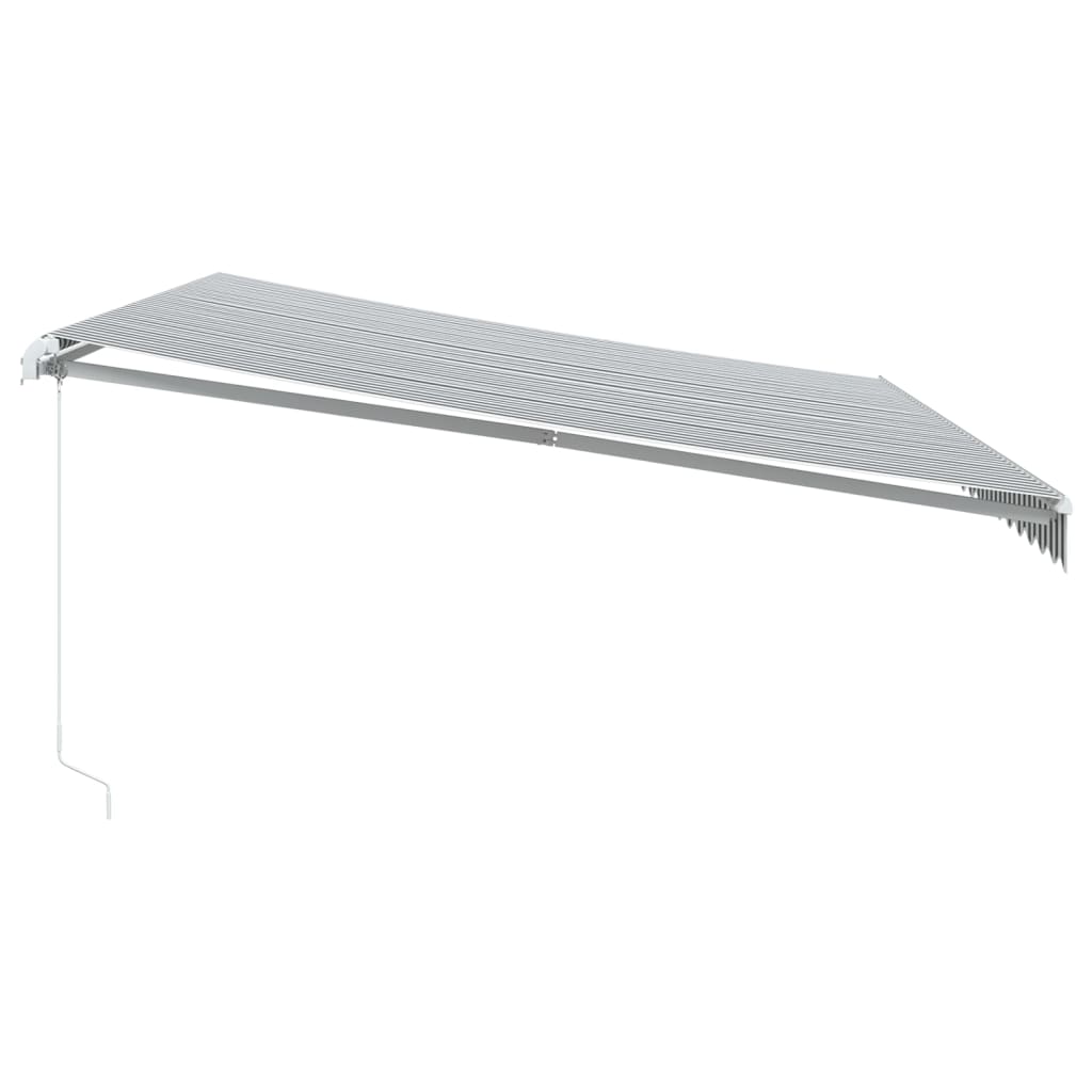 Manuell uttrekkbar markise med LED antrasitt og hvit 500x350 cm