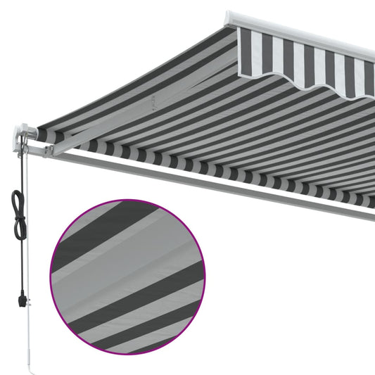 Automatisk uttrekkbart markise antrasitt og hvit 500x350 cm