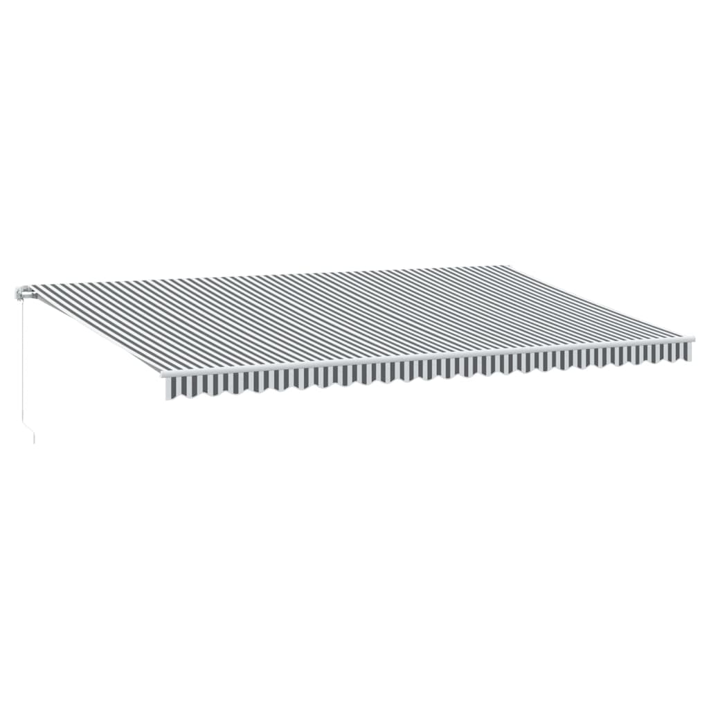 Manuell uttrekkbar markise med LED antrasitt og hvit 600x350 cm