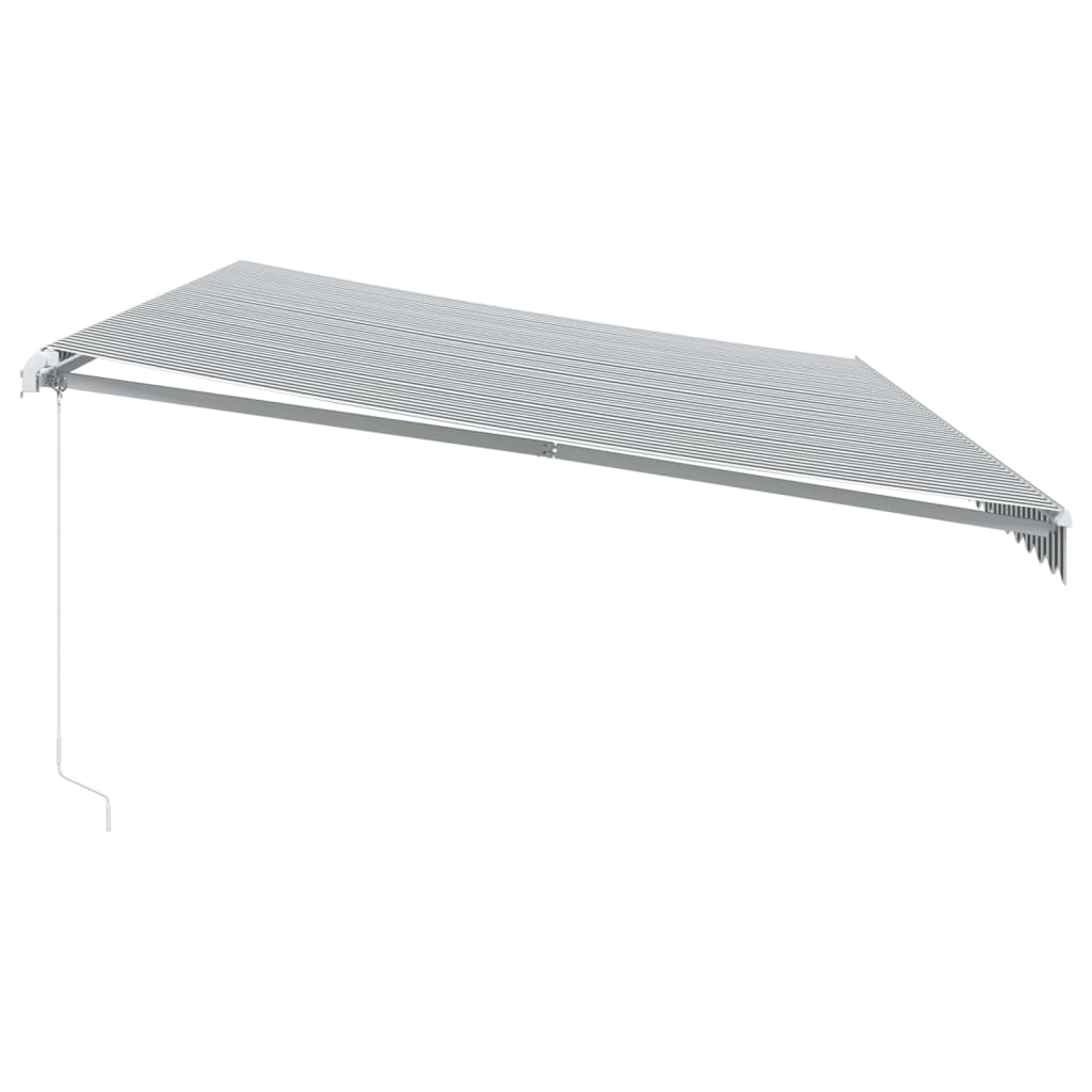 Manuell uttrekkbar markise med LED antrasitt og hvit 600x350 cm