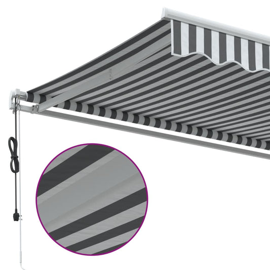 Automatisk uttrekkbart markise antrasitt og hvit 600x350 cm