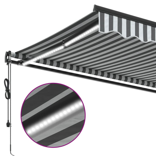 Automatisk uttrekkbar markise LED antrasitt og hvit 400x350 cm vidaXL