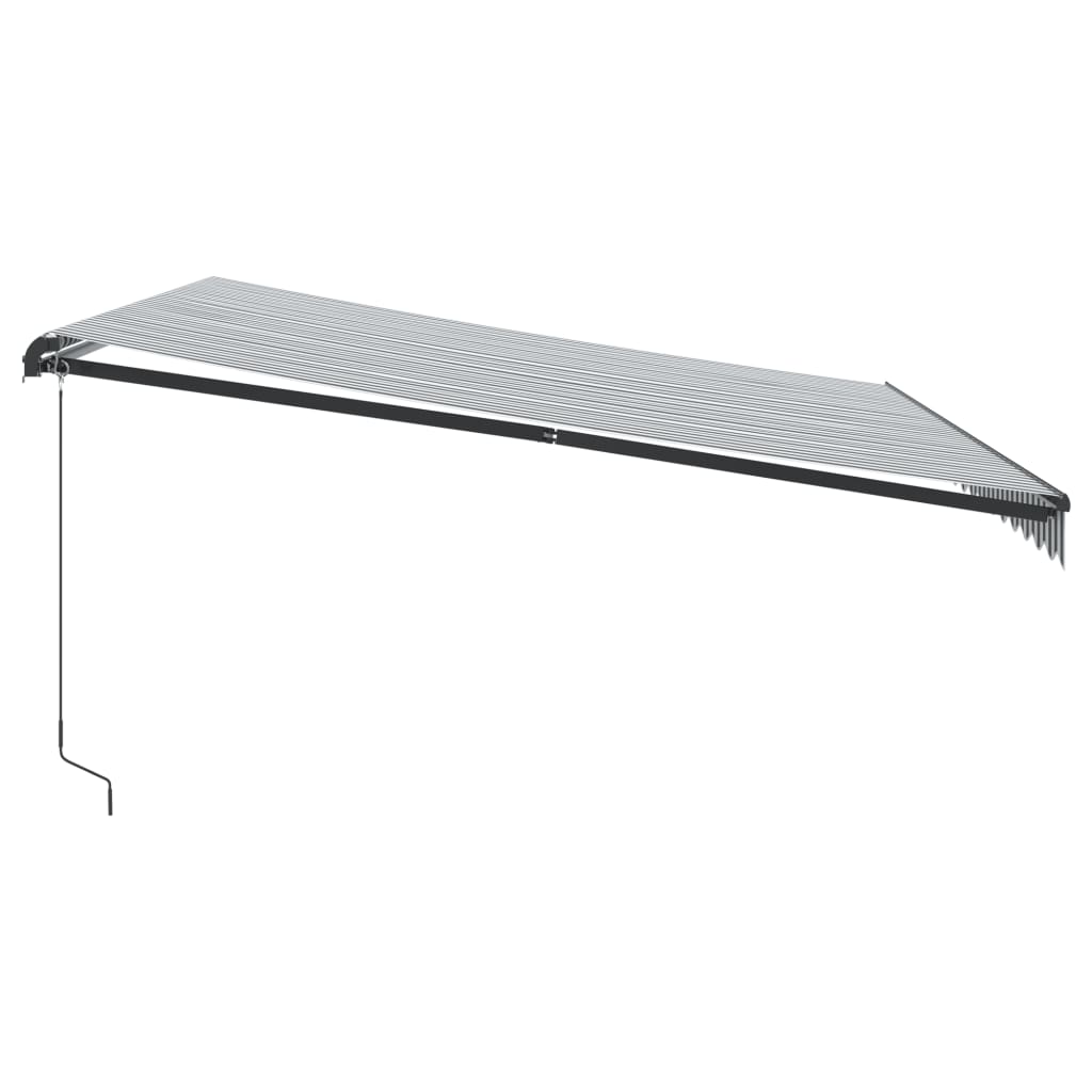 Manuell uttrekkbar markise med LED antrasitt og hvit 450x350 cm