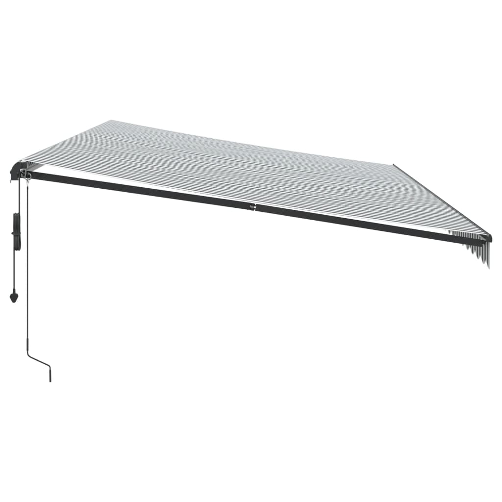 Automatisk uttrekkbar markise antrasitt og hvit 600x350 cm