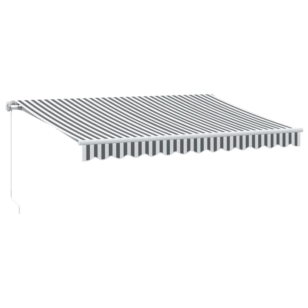 Manuell uttrekkbar markise antrasitt og hvit 350x250 cm