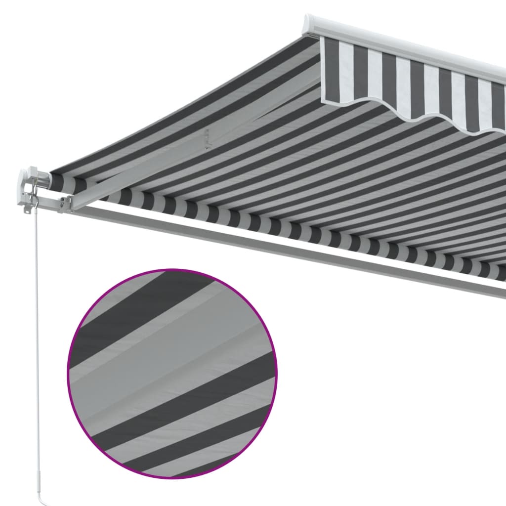 Manuell uttrekkbar markise antrasitt og hvit 350x250 cm