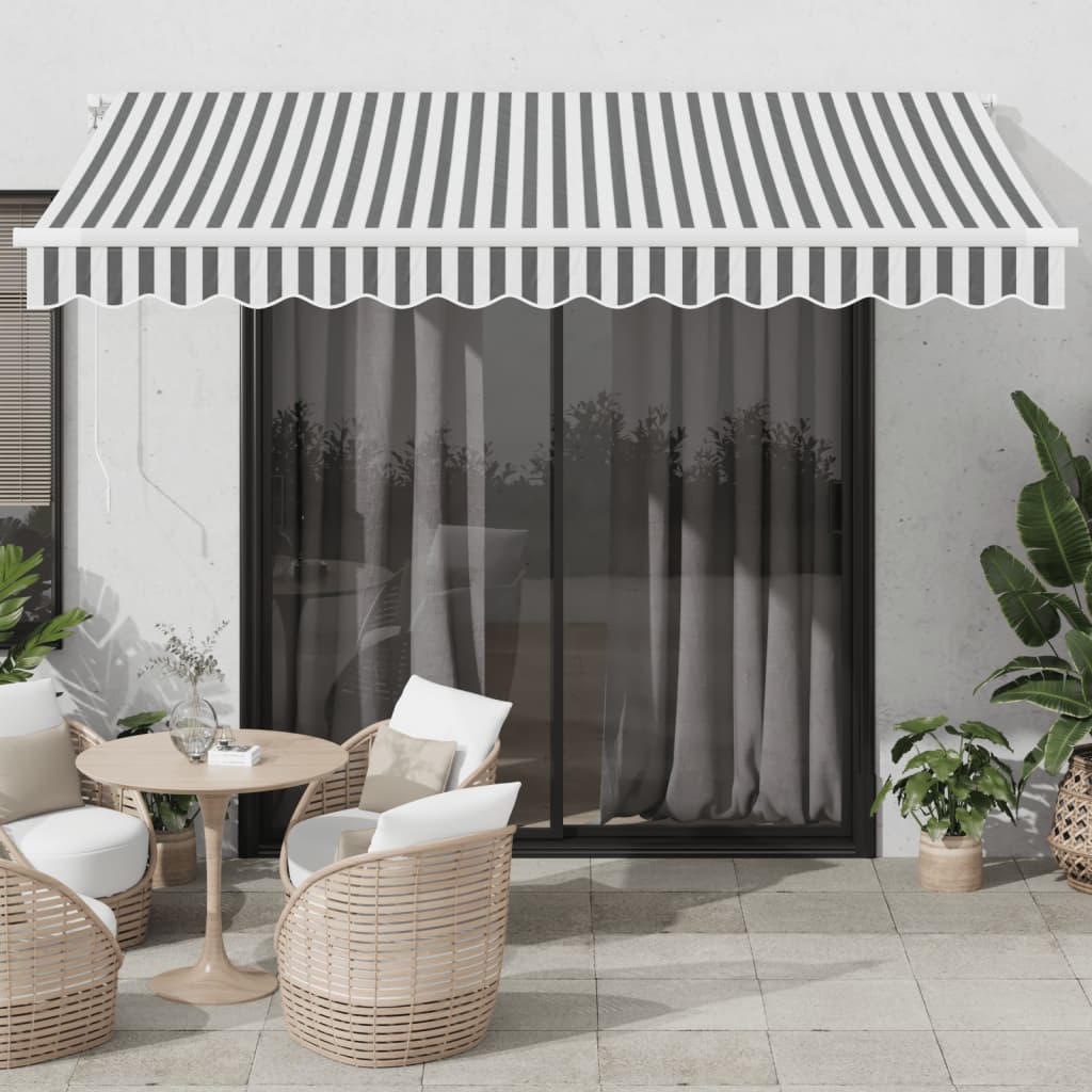Manuell uttrekkbar markise antrasitt og hvit 350x250 cm