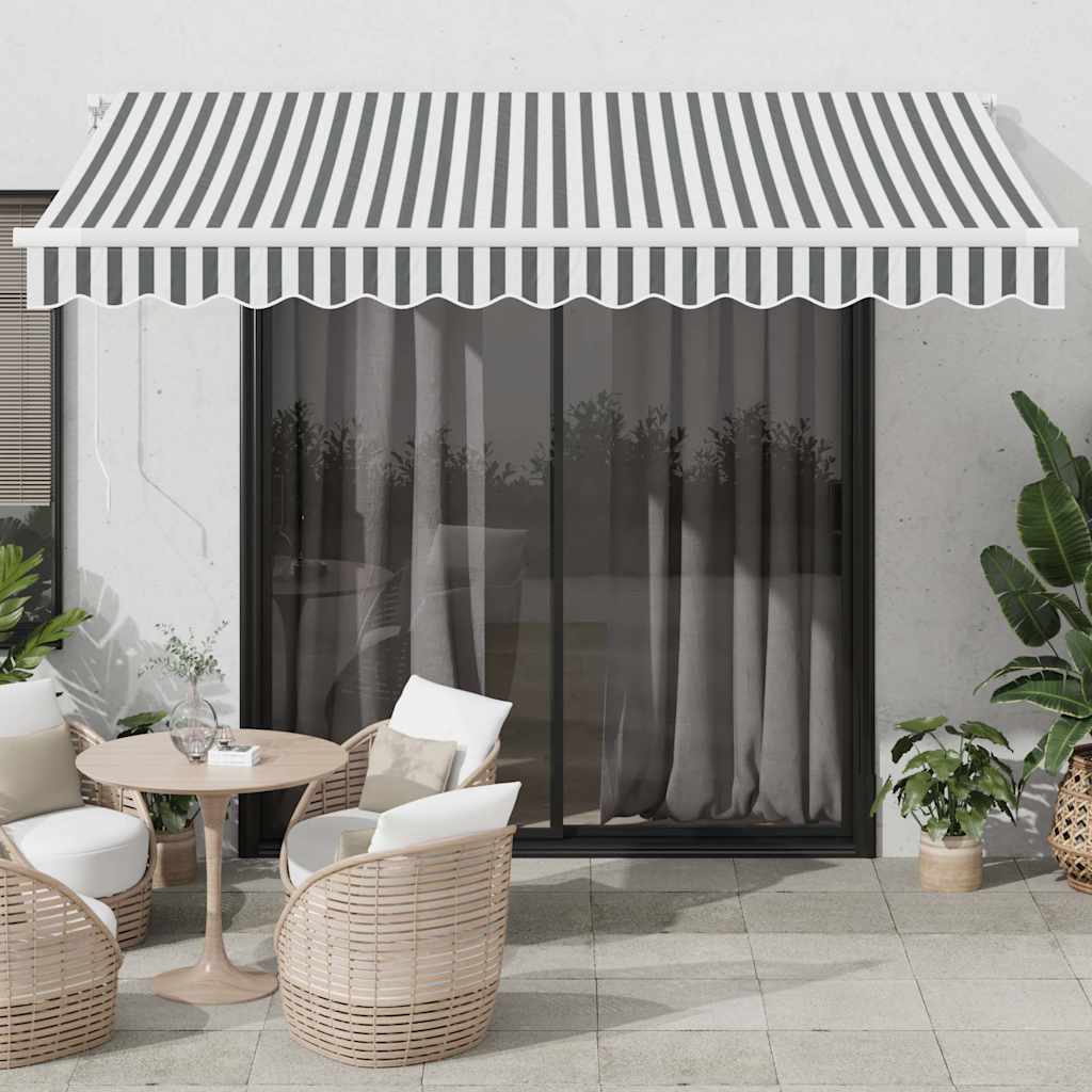 Manuell uttrekkbar markise antrasitt og hvit 350x250 cm vidaXL