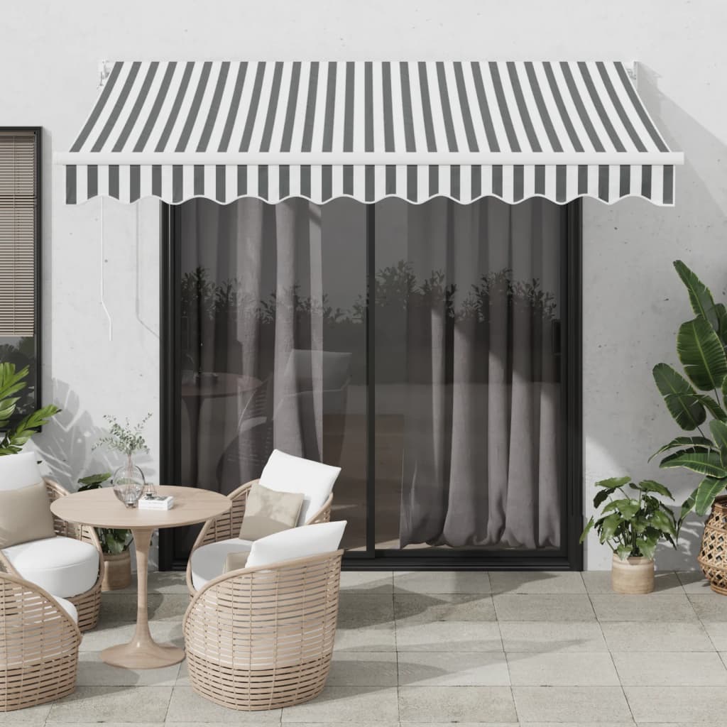 Uttrekkbar markise antrasitt og hvit 3x2,5 m stoff og aluminium vidaXL