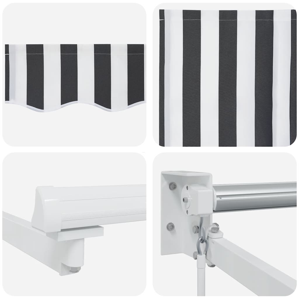 Uttrekkbar markise antrasitt og hvit 4x3 m stoff og aluminium vidaXL