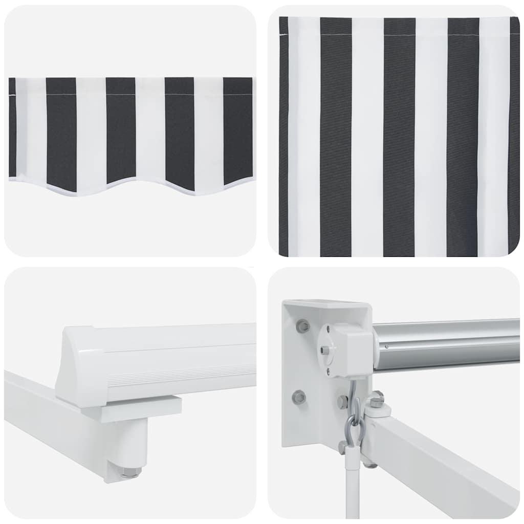 Uttrekkbar markise antrasitt og hvit 5x3 m stoff og aluminium