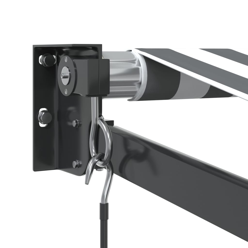 Uttrekkbar markise antrasitt og hvit 3,5x2,5 m stoff aluminium