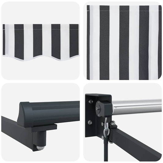 Uttrekkbar markise antrasitt og hvit 4x3 m stoff og aluminium