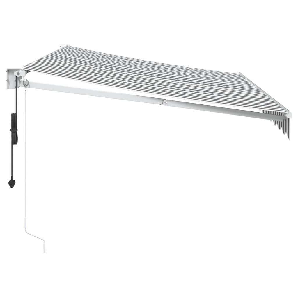 Uttrekkbar markise antrasitt og hvit 3,5x2,5 m stoff aluminium