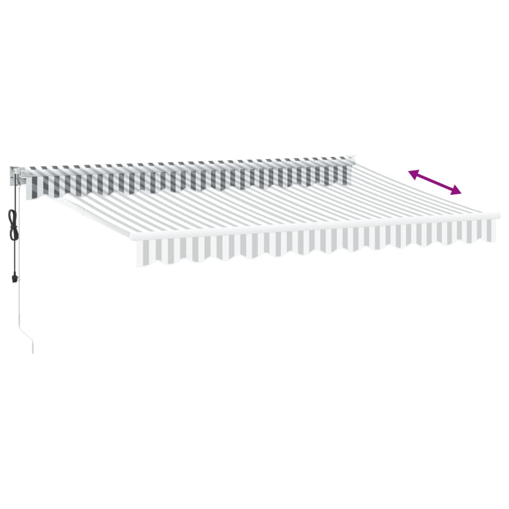 Uttrekkbar markise antrasitt og hvit 3,5x2,5 m stoff aluminium