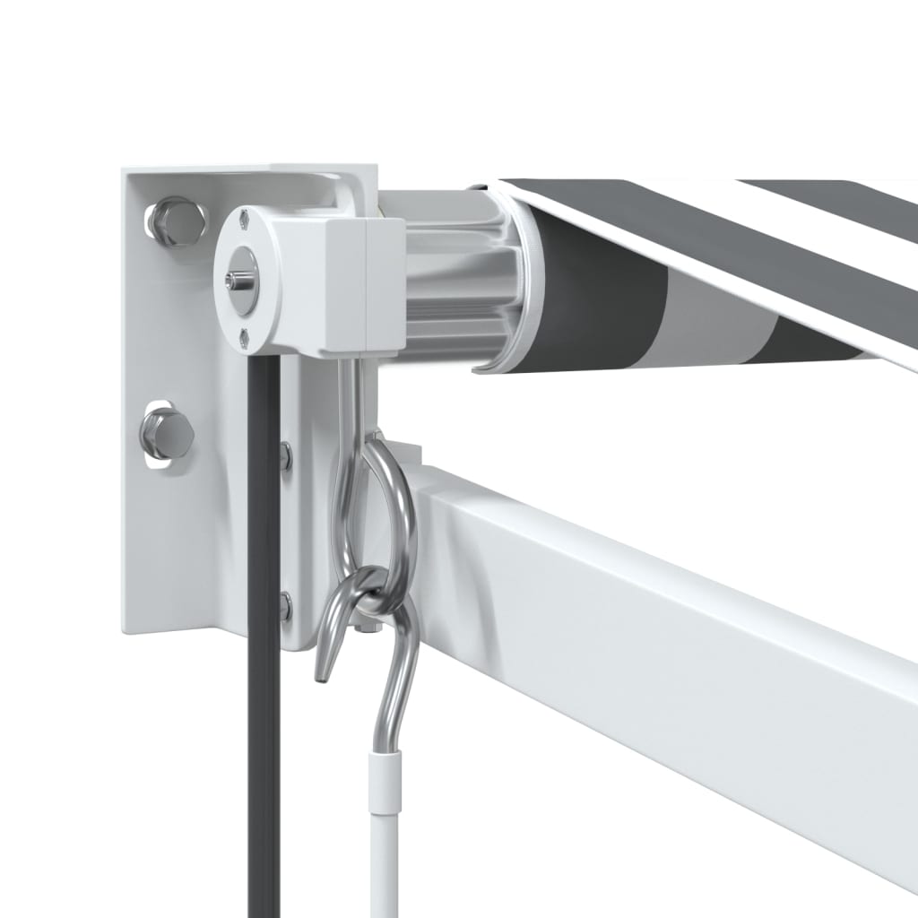 Uttrekkbar markise antrasitt og hvit 3,5x2,5 m stoff aluminium