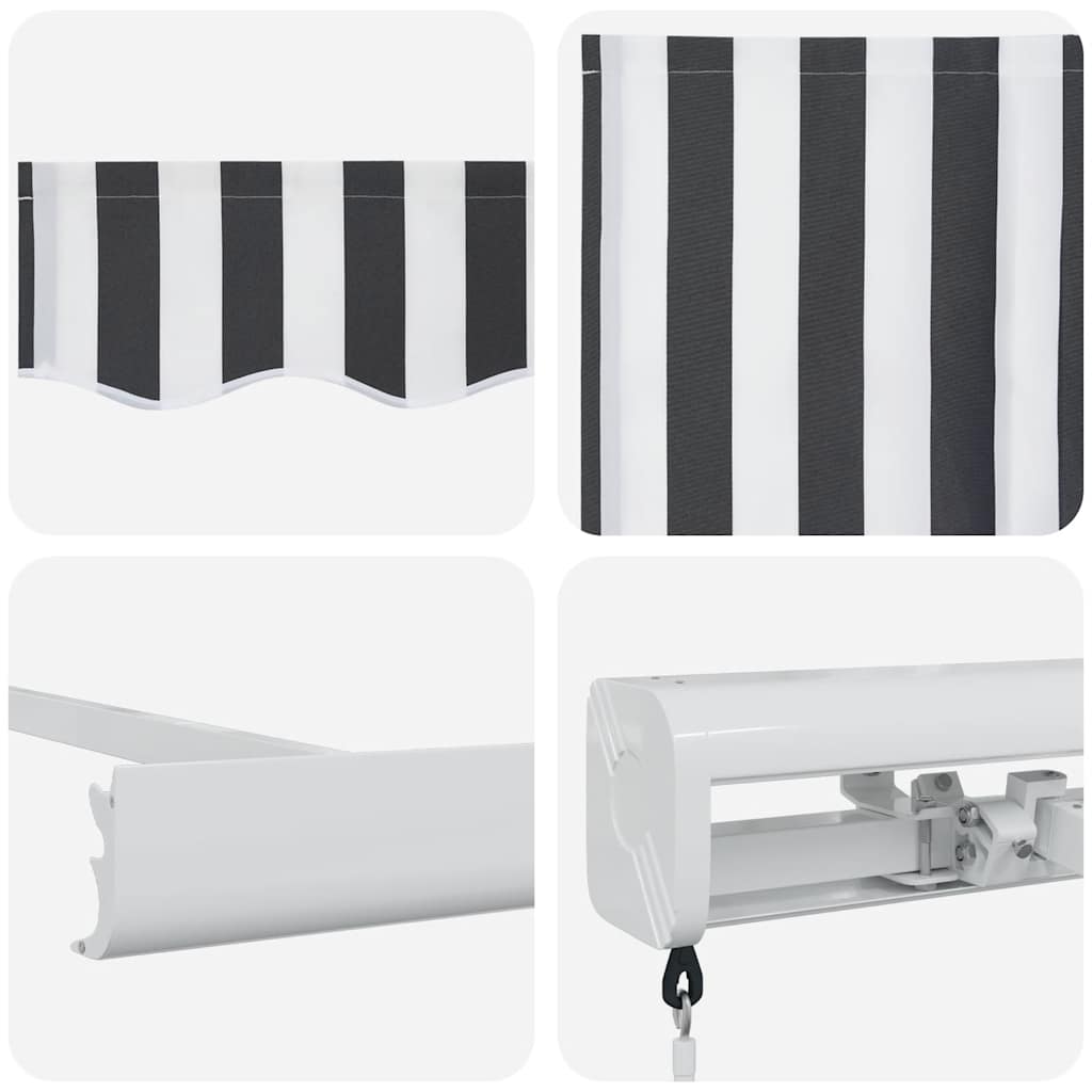 Uttrekkbar markise antrasitt og hvit 5x3 m stoff og aluminium