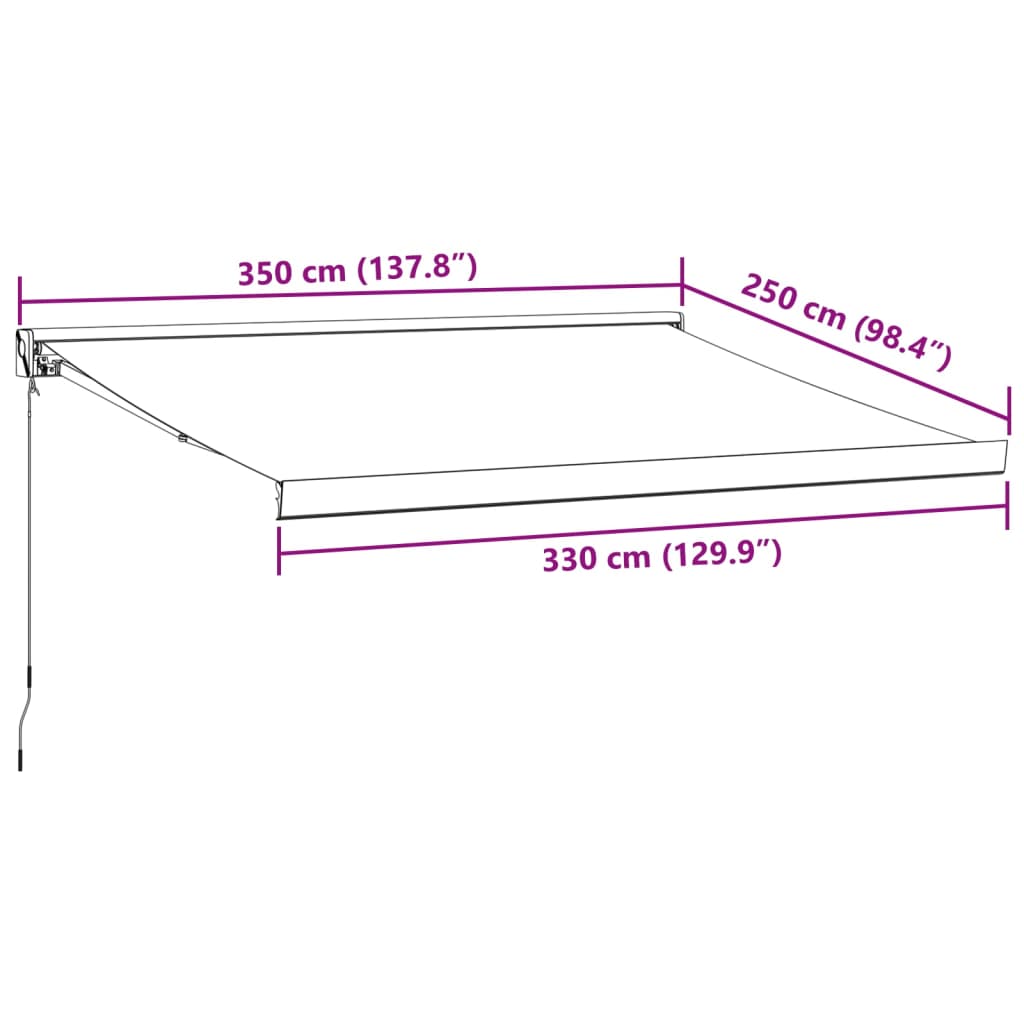 Uttrekkbar markise antrasitt og hvit 3,5x2,5 m stoff aluminium