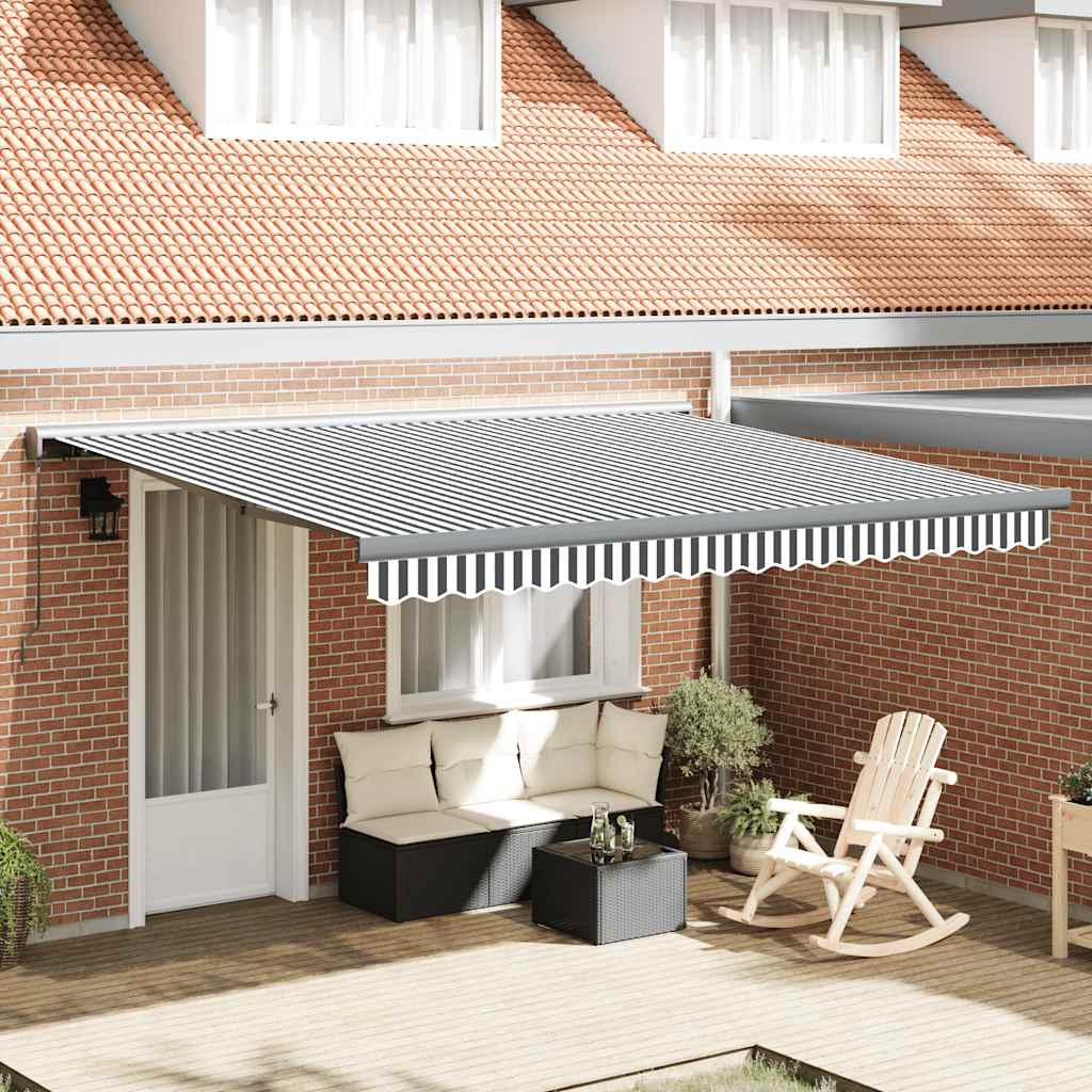 Uttrekkbar markise antrasitt og hvit 4x3 m stoff og aluminium