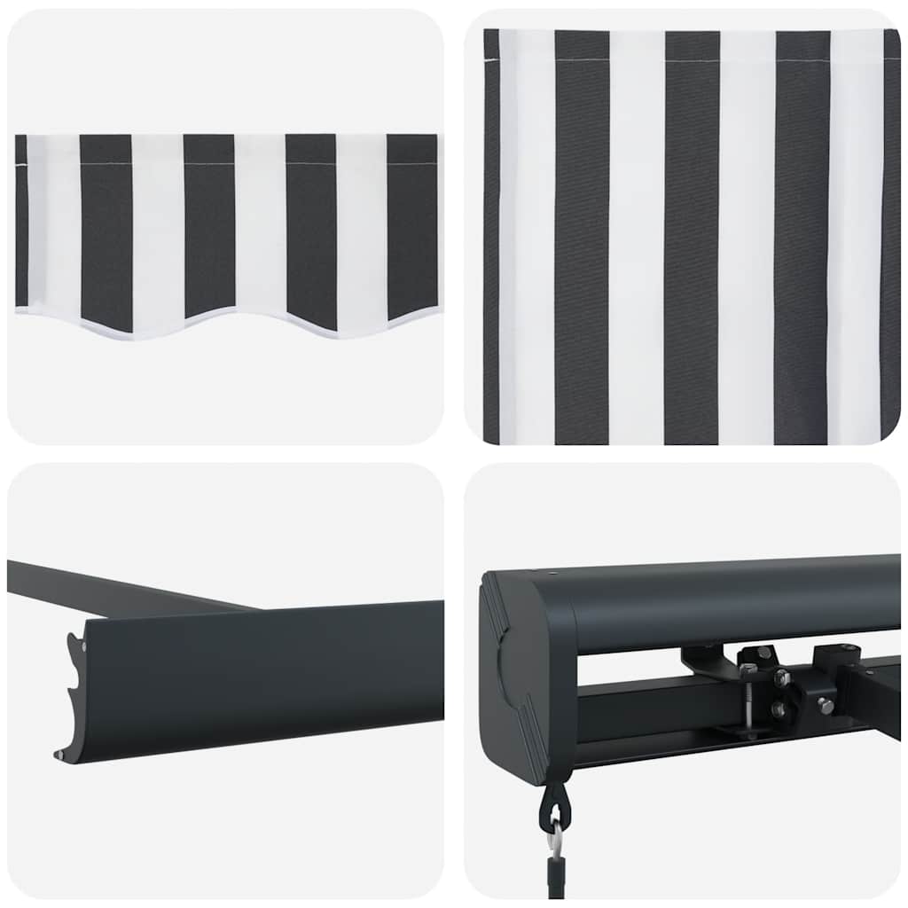 Uttrekkbar markise antrasitt og hvit 4,5x3 m stoff og aluminium vidaXL