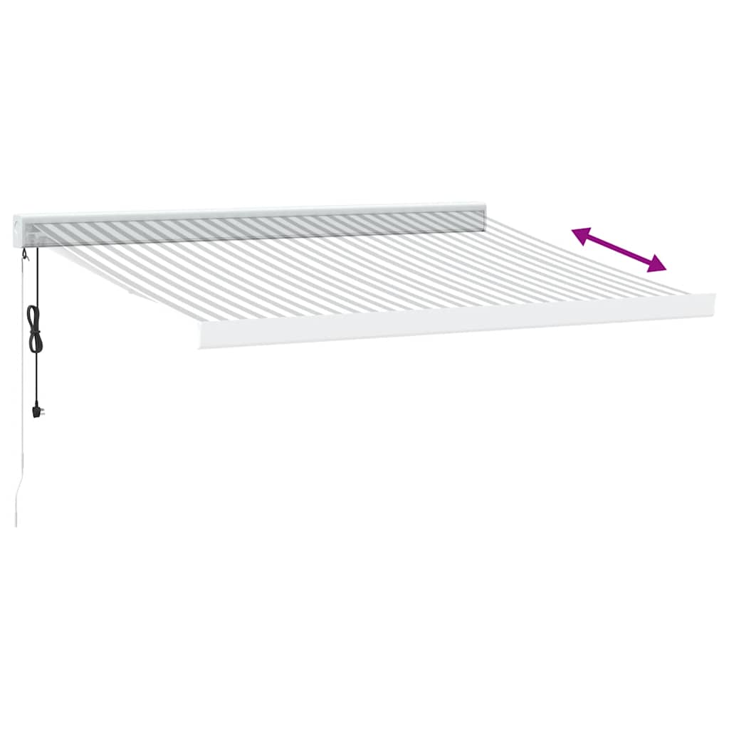 Uttrekkbar markise antrasitt og hvit 3,5x2,5 m stoff aluminium