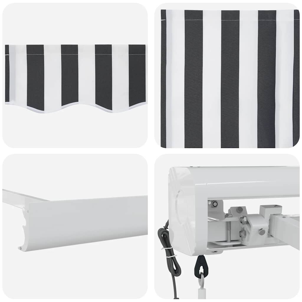 Uttrekkbar markise antrasitt og hvit 5x3 m stoff og aluminium