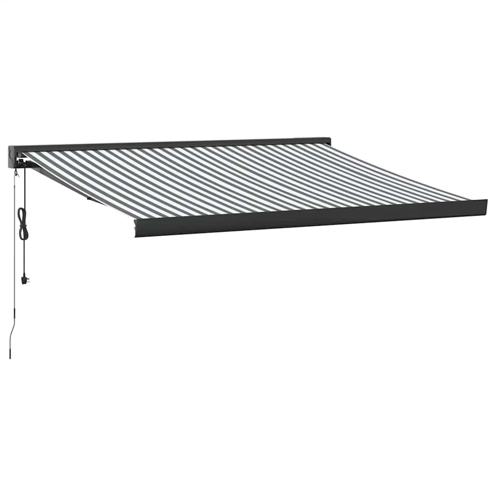 Uttrekkbar markise antrasitt og hvit 3x2,5 m stoff og aluminium