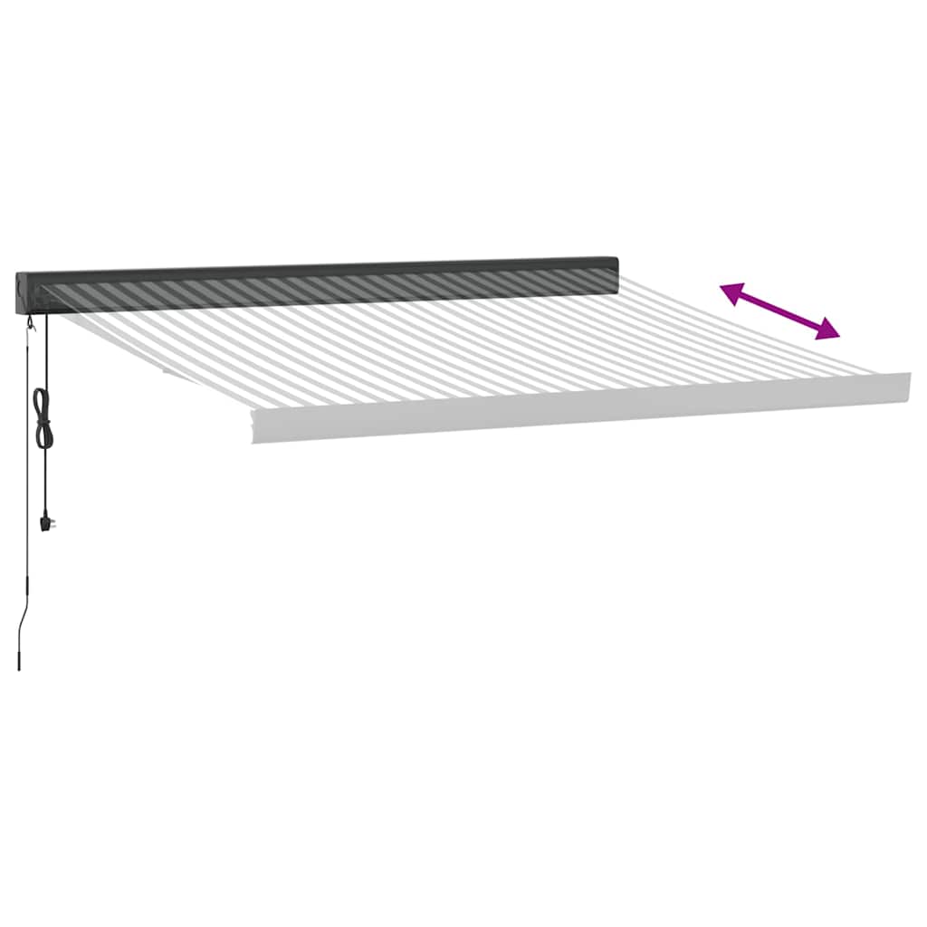 Uttrekkbar markise antrasitt og hvit 3x2,5 m stoff og aluminium