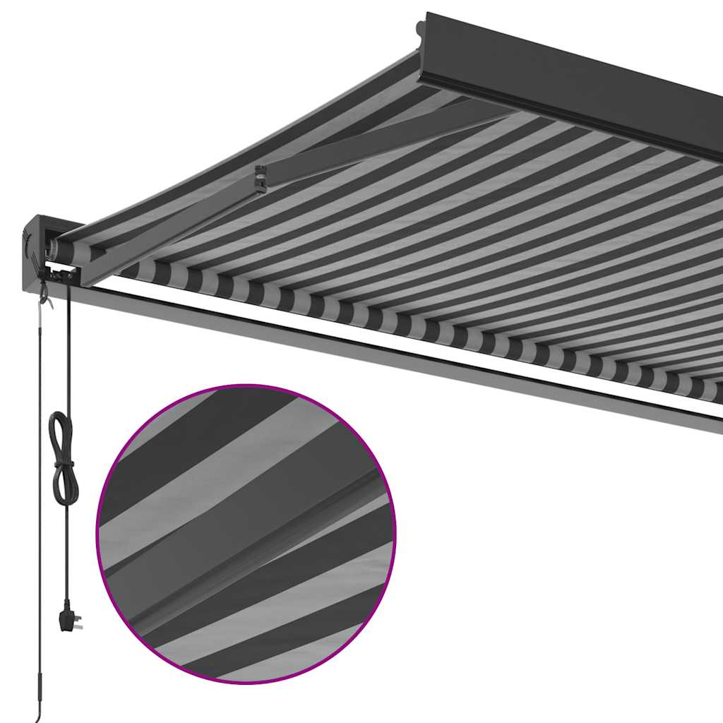 Uttrekkbar markise antrasitt og hvit 3x2,5 m stoff og aluminium