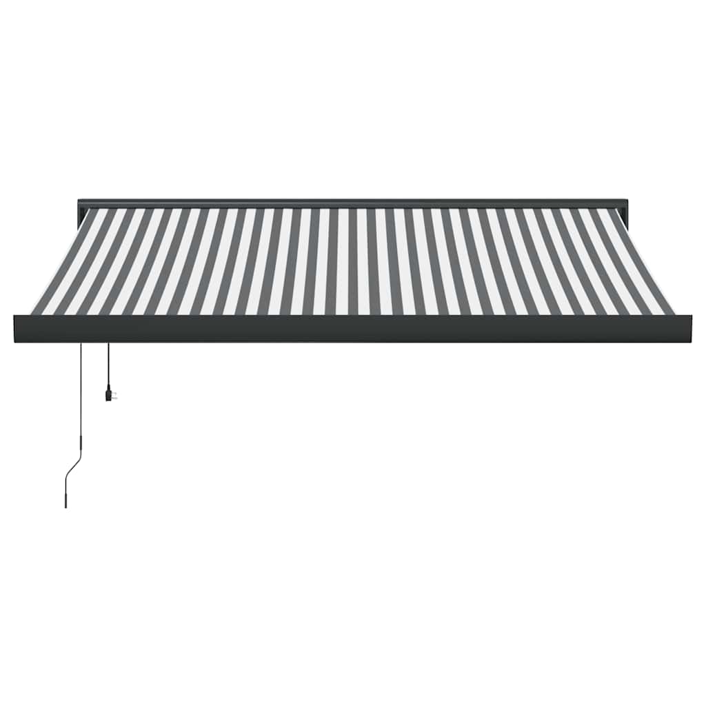 Uttrekkbar markise antrasitt og hvit 3,5x2,5 m stoff aluminium
