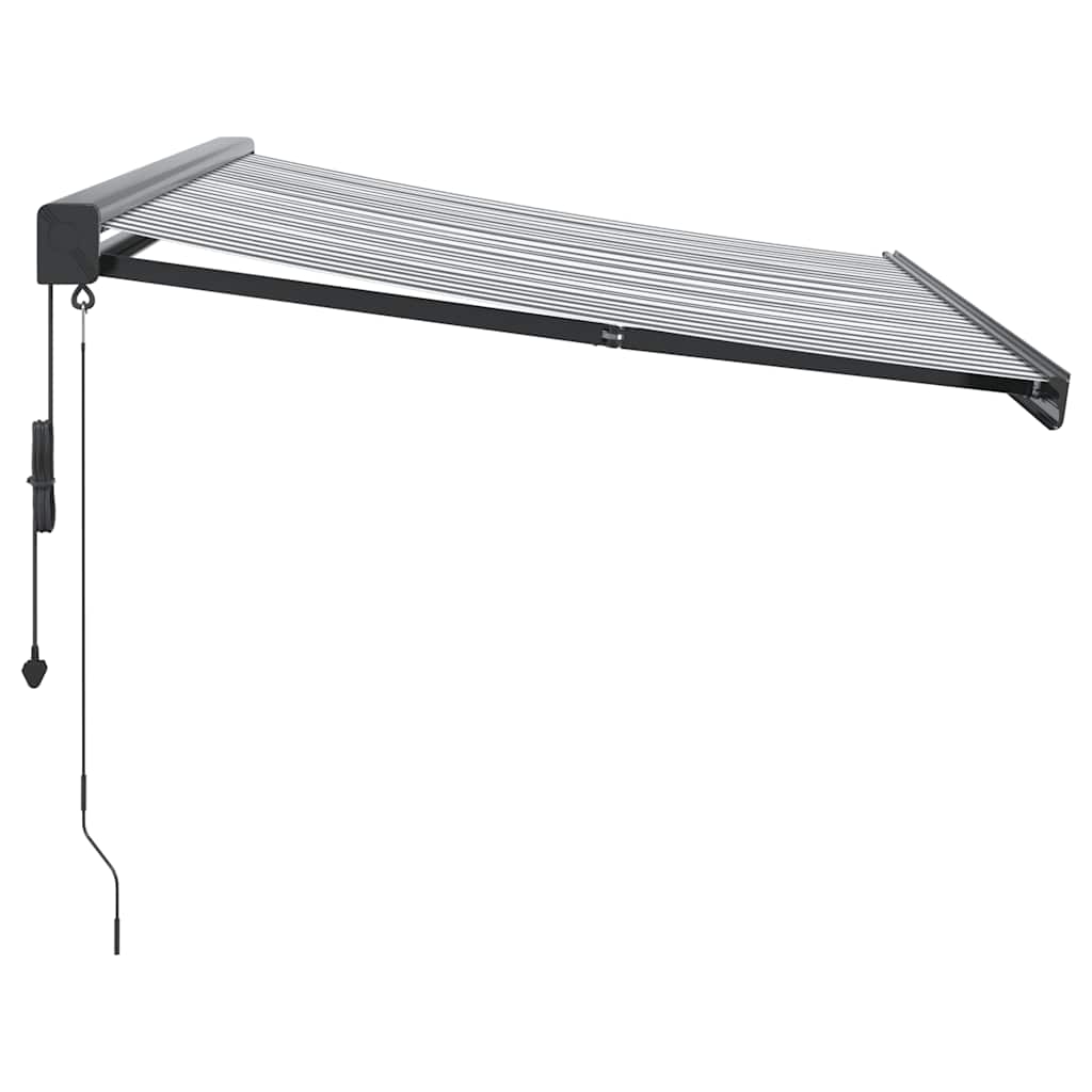 Uttrekkbar markise antrasitt og hvit 3,5x2,5 m stoff aluminium