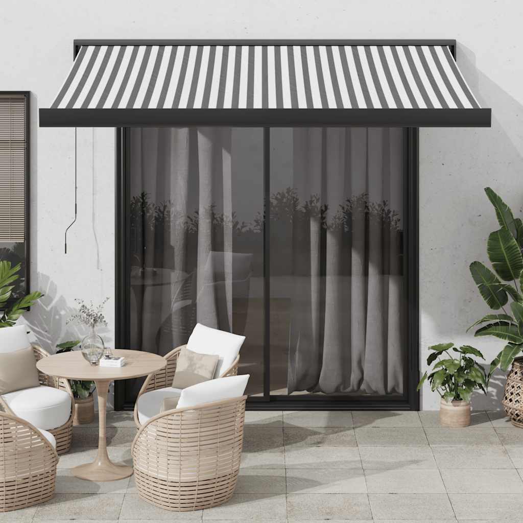 Uttrekkbar markise antrasitt og hvit 3,5x2,5 m stoff aluminium