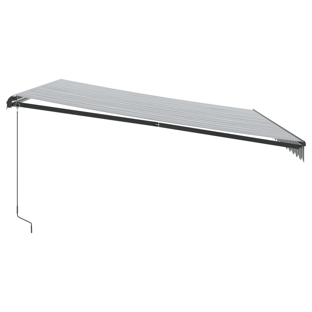 Manuell uttrekkbar markise med LED antrasitt og hvit 450x300 cm