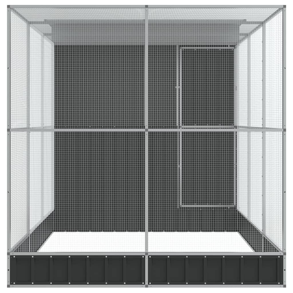 Voliere med forlengelse sølv 416x203x216 cm stål