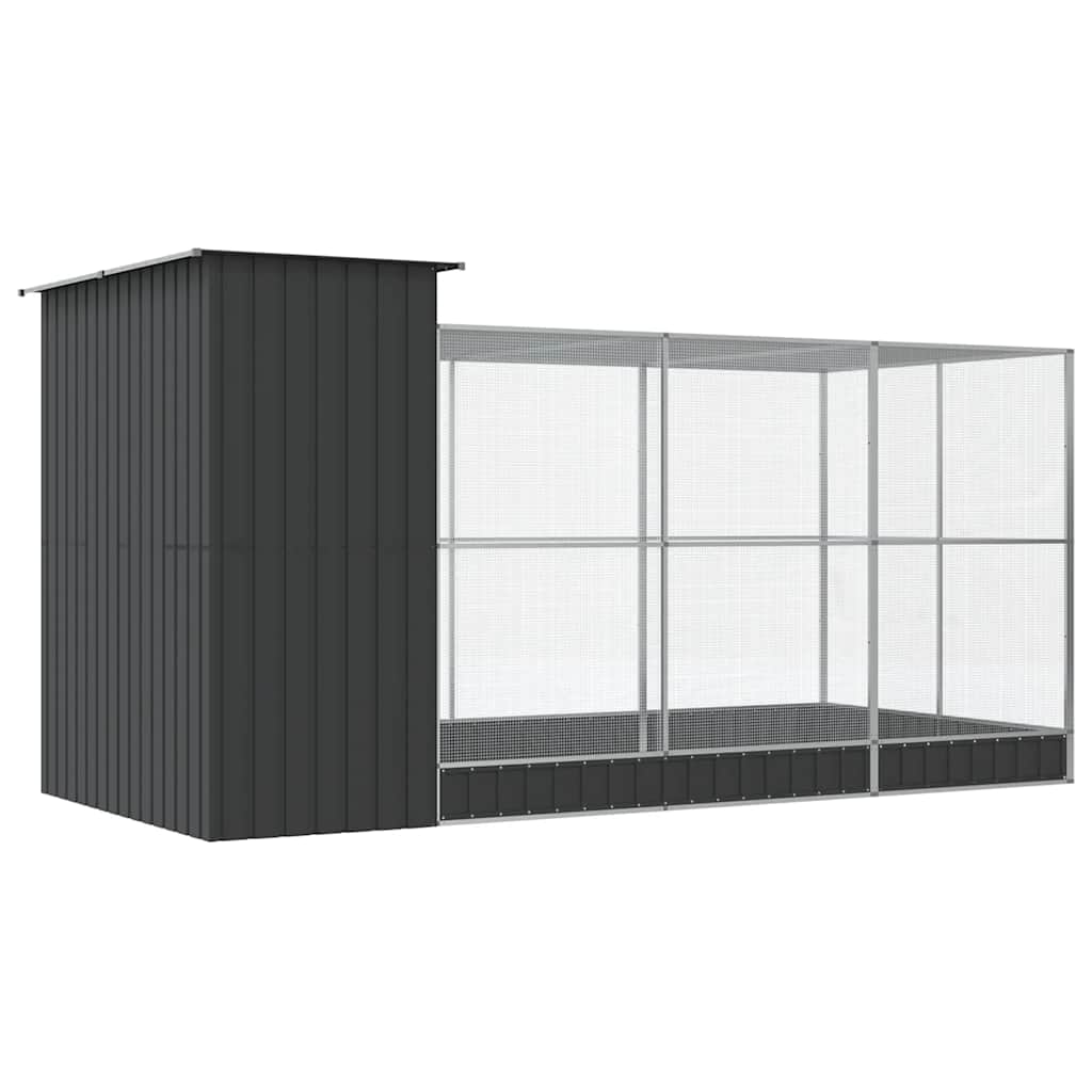 Voliere med forlengelse sølv 416x203x216 cm stål