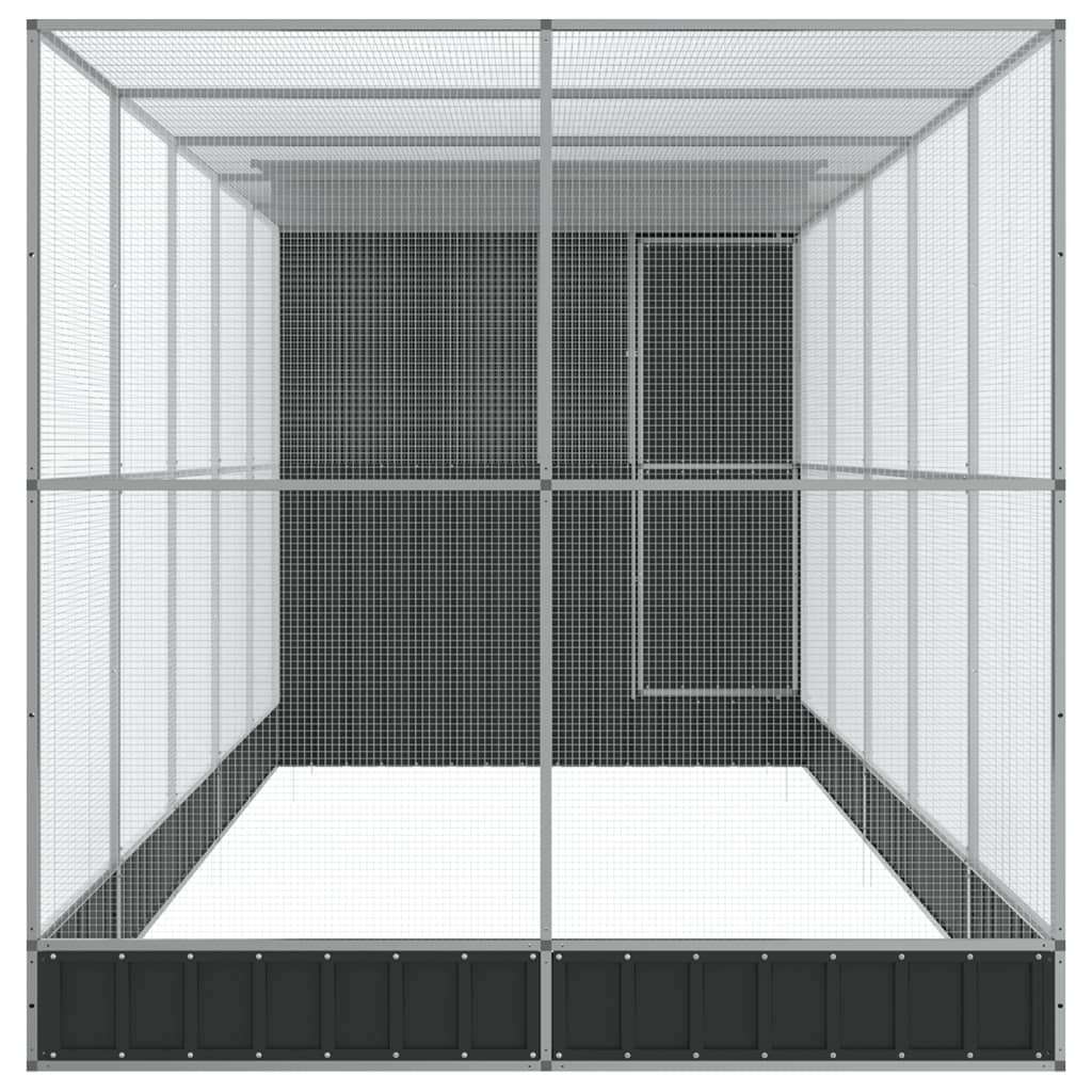 Voliere med forlengelse sølv 623x203x216 cm stål