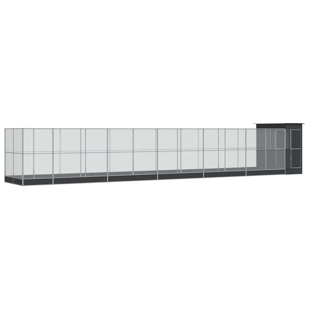 Voliere med forlengelse sølv 1244x203x216 cm stål